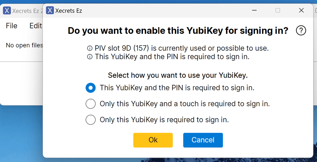 Configure and enable the YubiKey.